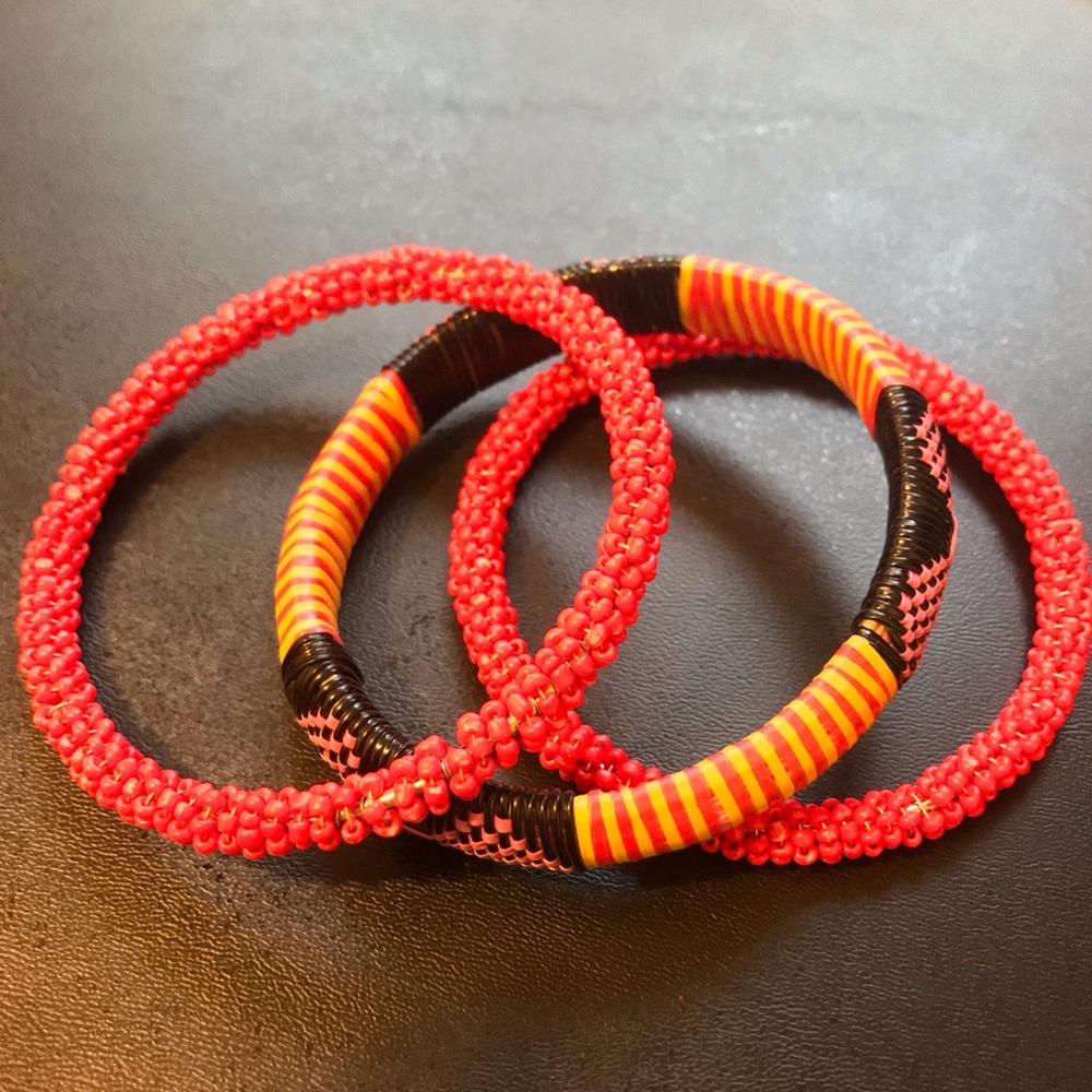 Colorful Bold Beaded Bracelets Set of 3